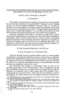 Taxation of Distributions from Accumulation Trusts: The Impact of the Tax Reform Act of 1976 (1977)