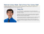 2017 National Library Week Profile: Meet Yang Wu by Kevin Allen